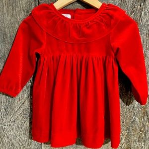 Mud Pie, velvet red dress, 6-9 mo